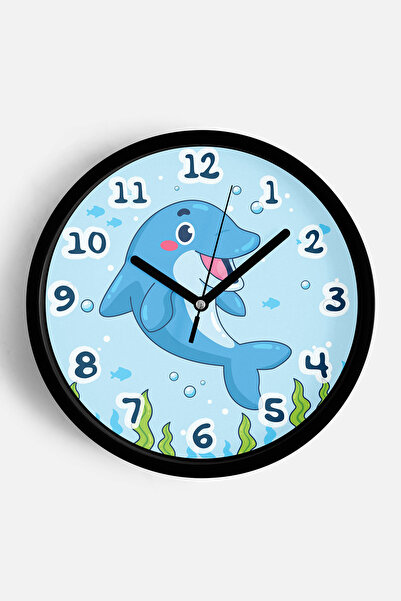 JHAAR Ceas de perete drăguț cu delfini pentru camera copiilor - 25 cm - Carca...