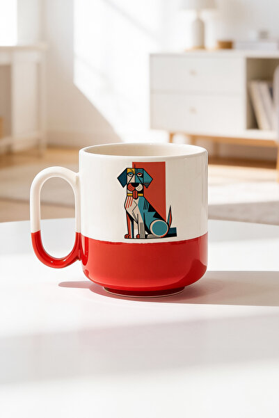 BB TRADE كوب سيراميك مطبوع برو بتصميم كلب ملون سعة 330 مل