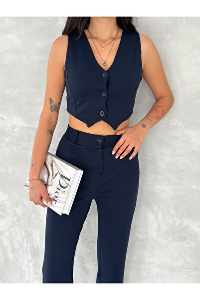 Tarzımızbir Vest Sets of Palazzo Pants Crepe Fabrics