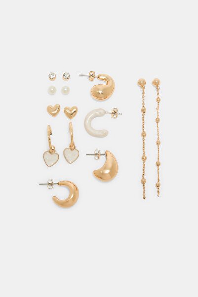 Stradivarius 9'lu kalpli ve halka küpe seti