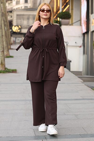 Siyezen Σετ υφασμάτινο τουνίκ με φερμουάρ σε μεγάλο μέγεθος Μοντάλ