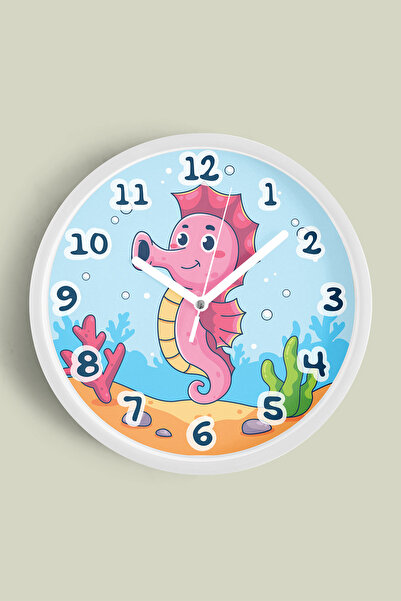 JHAAR Ceas de perete drăguț cu căluți de mare pentru camera copiilor - 30 cm ...