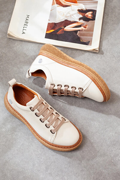 Adım Adım Mammamia Genuine Leather Extra Comfortable Cream Casual Shoes