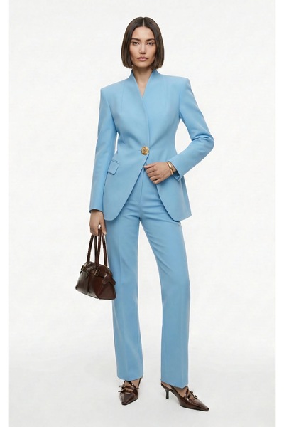 chwain Hakim Lapel Collar Gold Button Detailed Women's Suit – Premium Office ...