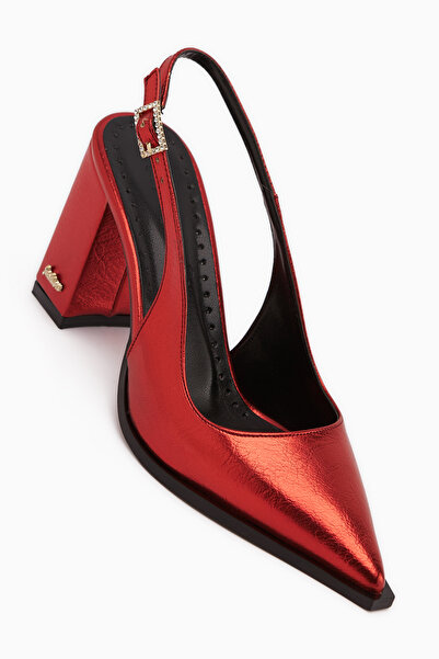 Limoya Pantofi de damă Essi Red, închiși în față, toc bloc piese