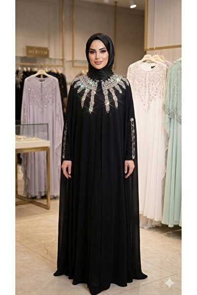 Luma Decor Black Stone Embroidered Double Abaya Ferace