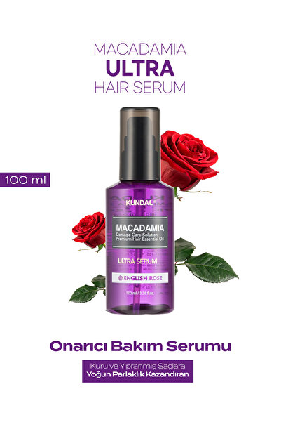 Kundal Yıpranmış Kuru Saçları Parlatan Onarıcı Serum Macadamia Ultra Hair Ser...