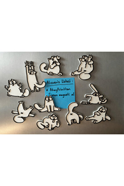Akay3dPrint AkayPrint Eğlenceli Kedi Magnet Seti – 10'lu Dekoratif Buzdolabı ...