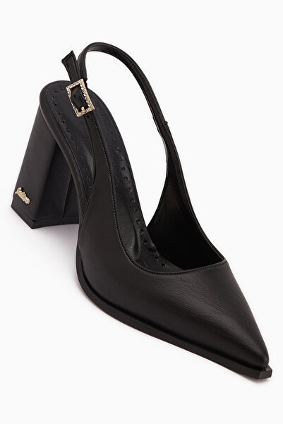 Limoya Pantofi de damă Essi Black, închiși în față, mărimea toc bloc