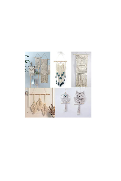 OEM Set 80 de piese de creatie cu fir macrame, inele si margele, bej