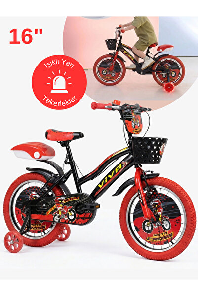 Mach 16 Jant Viva Işıklı Yan Tekerlekli Çocuk Bisikleti 4-7 Yaş Kırmızı Şişme...