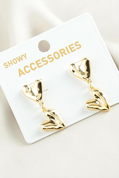 ZERO LAND Hnrlishp Heart Tr (155935) Metal Earrings-Yellow