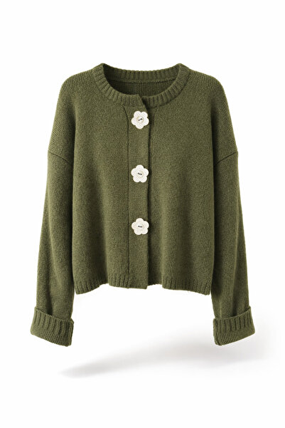 Retrobird Daisy Bloom Floral Buttoned Cardigan Women Khaki