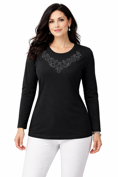 Mutlu City New Pattern Stone Embroidered Round Neck L Stretch Fabric Mother C...