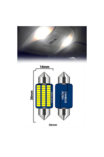 Oto Çizgi 36mm Soffit LED Ampul - 21 SMD Chip - Beyaz Işık Araç İç Aydınlatma...