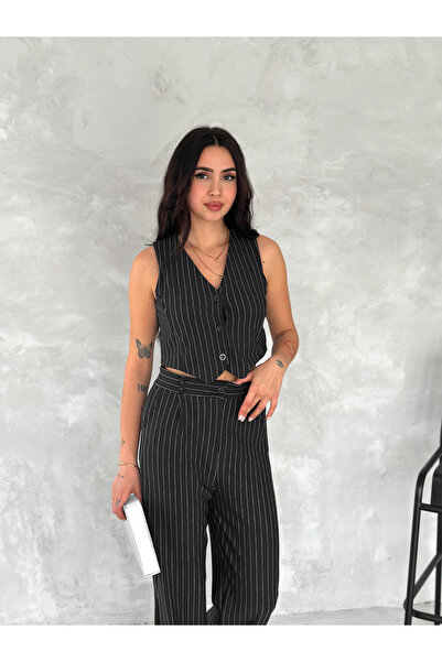 Tarzımızbir Vest Sets of Palazzo Pants Crepe Fabrics