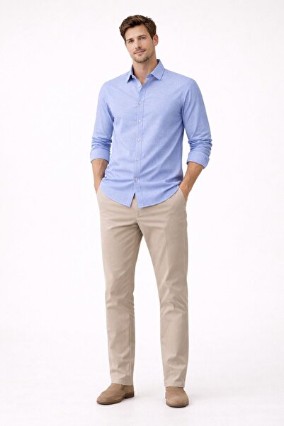 Danger Premium široka košulja Pamuk paket Lan izgleda, muška košulja, plava