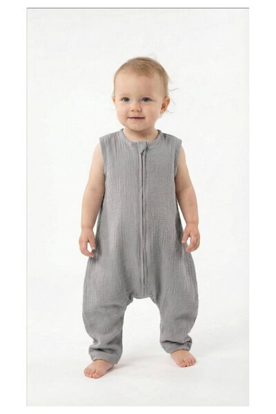 PRICHINDEL Geantă de dormit cu umplutură, muselină, cu picioare, gri deschis