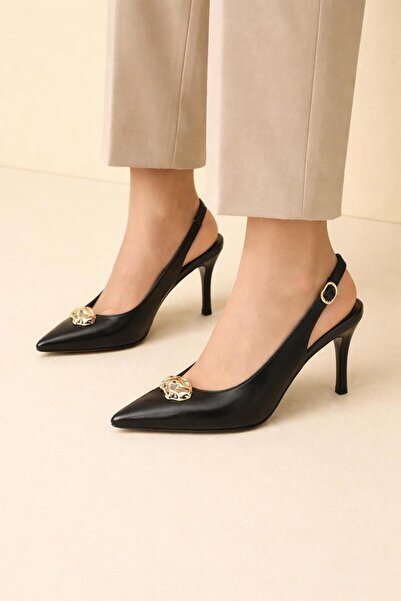 TRENDYSHOSE 07008 حذاء نسائي مريح بكعب رفيع ومفتوح من الخلف