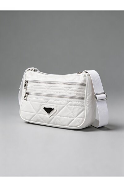 EDİS SHOP 3 GÖZLÜ BEYAZ KAPİTONE KADIN ASKILI ÇANTA