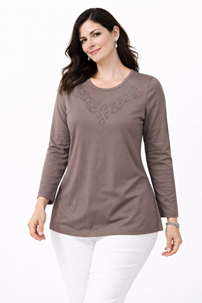 Mutlu City New Pattern Stone Embroidered Round Neck L Stretch Fabric Mother C...