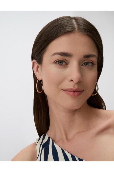 Jimmy Key Altın Rengi İnce Parlak Halka Küpe