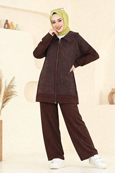 Sfg Life Moda ملابس نسائية محتشمة بسحاب أمامي، طقم مكون من قطعتين (تونيك وبنط...