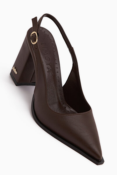 Limoya Pantofi de damă Essi Brown cu față închisă, set de toc bloc