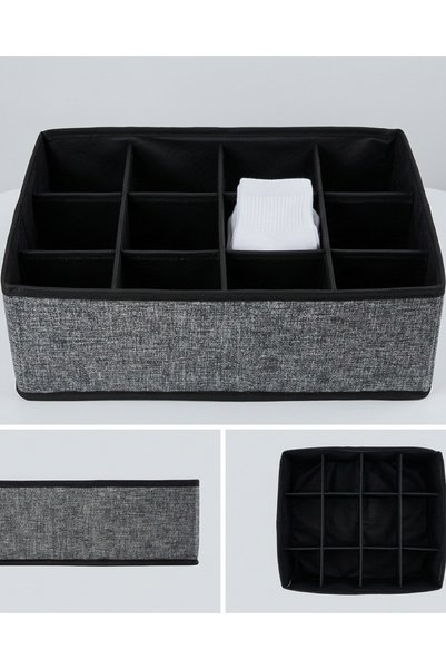 Sertil 2 Pieces 12-Compartment Drawer Organizer with Support and Foldable Design 7L 30X21X11