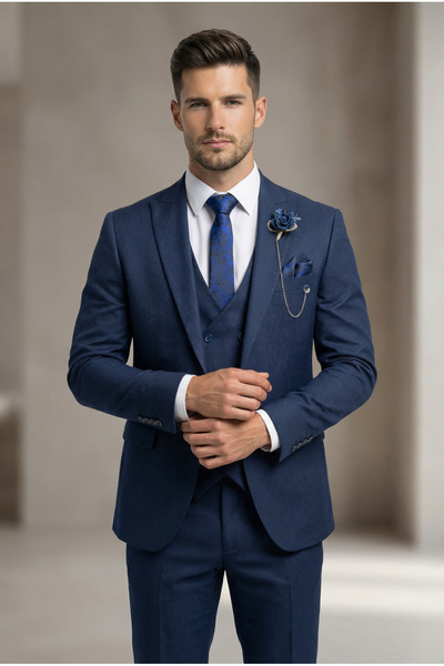 AtlasGiyim Erkek Slim Fit Armüllü Yelekli Takım Elbise(yeni sezon)