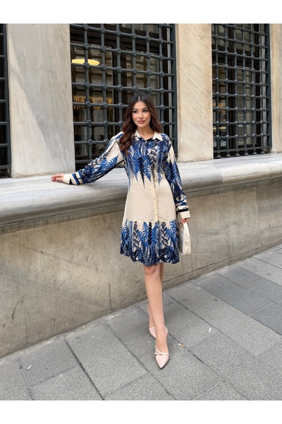 ikomteks cu model viscoză Rochie din material textil cu nasturi