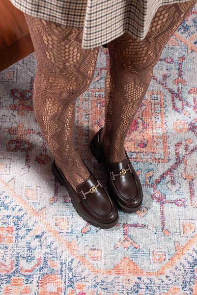 Siena Shoes Santos Women Buckle Detail Loafers Brown