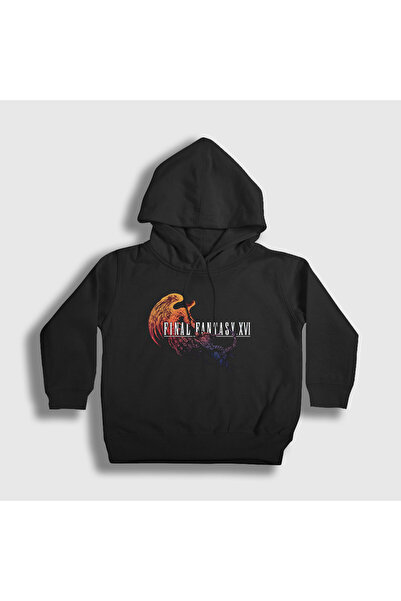 Presmono Hanorac unisex pentru copii cu logo negru Final Fantasy XVI cu glugă...