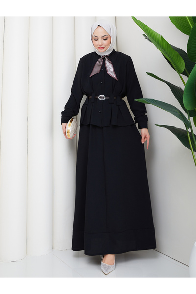 EFSUN MODA Yakasi Fulari Belt Piece Skirt Suit Women's Test Suit