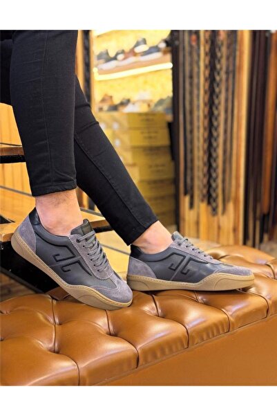 Parlak Ekru Hakiki Deri Günlük Ayakkabı