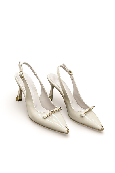 Elexus Γυναικείο λουστρίνι με χρυσή κορδέλα και λεπτομέρεια στη μύτη, στυλ στ...