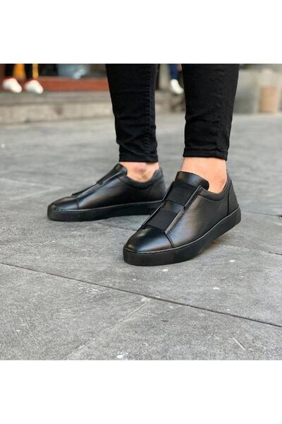 Parlak Hakiki Deri Lastikli Rahat Günlük Ayakkabı