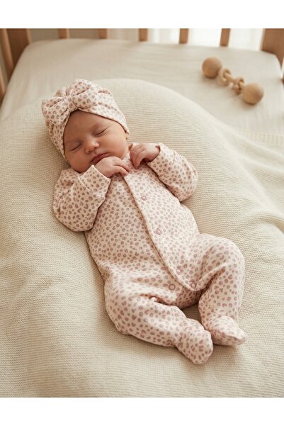 MiniKids Salopeta cu botosei si turban animal print, mov