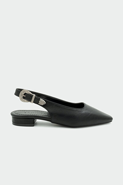 LAMİNTA Giga Ζώνη Με λεπτομέρεια αγκράφας Flat Γυναικείο Μαύρο Μπαλαρίνα