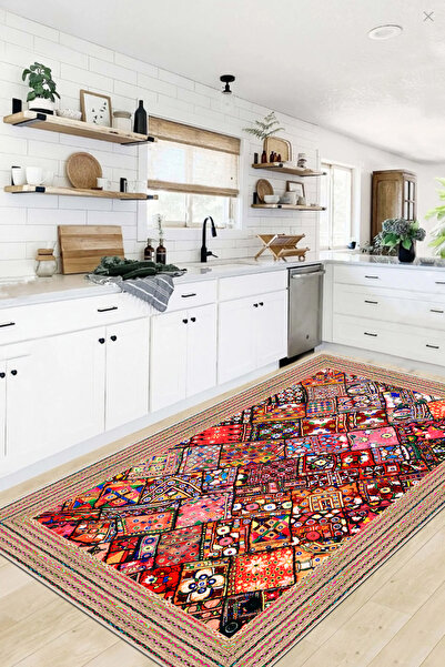 MUA HOME DECOR Dijital Baskı Yıkanabilir Kaymaz Taban Salon Halısı Mutfak Hal...
