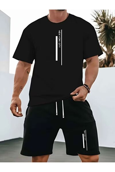 puolikuu Ανδρική φόρμα oversized με σορτς - νέο μπλουζάκι citiy με τύπωμα - μ...