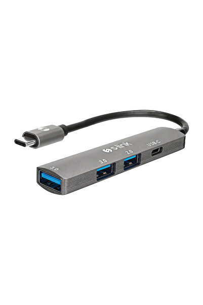 S-LINK SWV-USBC023 4 in 1 Gri Metal TypeC to USB 2.0 USB 3.0, PD Type C Adaptör