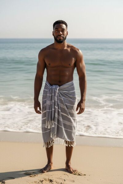 TooHot Γκρι Unisex Με φούντες Peshtemal Πετσέτα Μπάνιου-Παραλίας