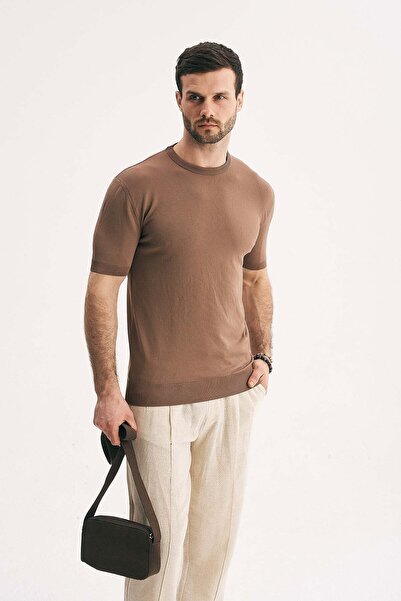 SILVANO Men's Crew Neck Short Sleeve Knitwear T-Shirt