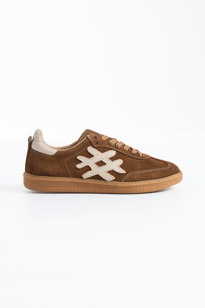 Siena Shoes Shen Women's Lace-Up Shoes Genuine Leather Sneakers Tan Suede