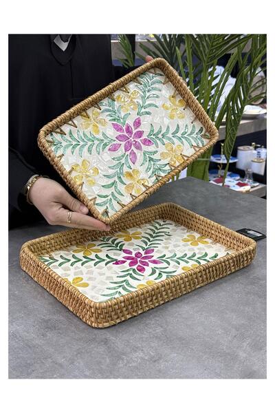 Doğudeko Bamboo 2-Piece Pearlescent Rectangular Tray