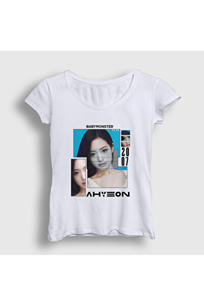 Presmono Women's White Poster Ahyeon Babymonster Baby Monster T-Shirt 609028Tt