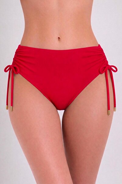 AYYILDIZ 63059 Kırmızı Büzgülü Yüksek Bel Bikini Altı