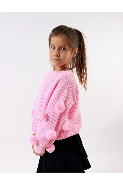 MiniKids Knitted sweater with tassels, pink pattern