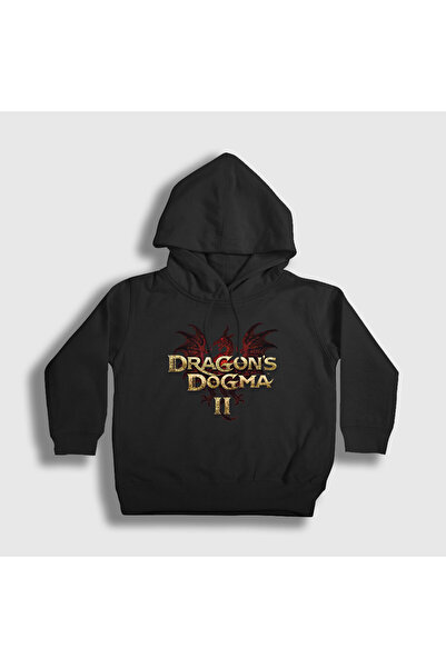 Presmono Hanorac unisex pentru copii cu logo negru Dragon's Dogma 2 cu glugă ...